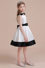 A-Line Latest Satin Knee Length Flower Girl Dress Online