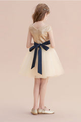 A-Line Sequins Tulle Cap Sleeve Flower Girl Dress Online