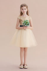 A-Line Sequins Tulle Cap Sleeve Flower Girl Dress Online