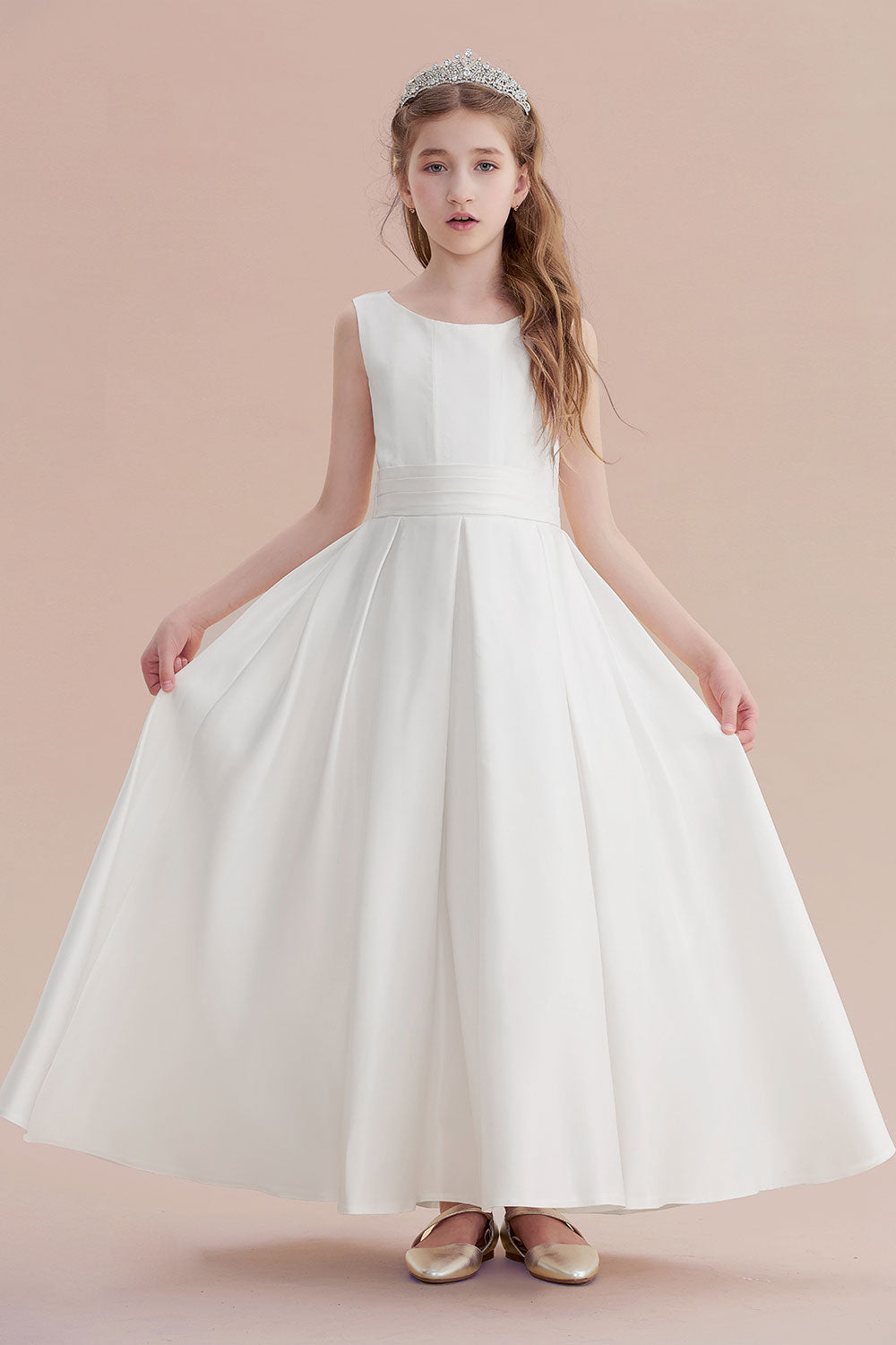 A-Line Simple Satin Flower Girl Dress On Sale