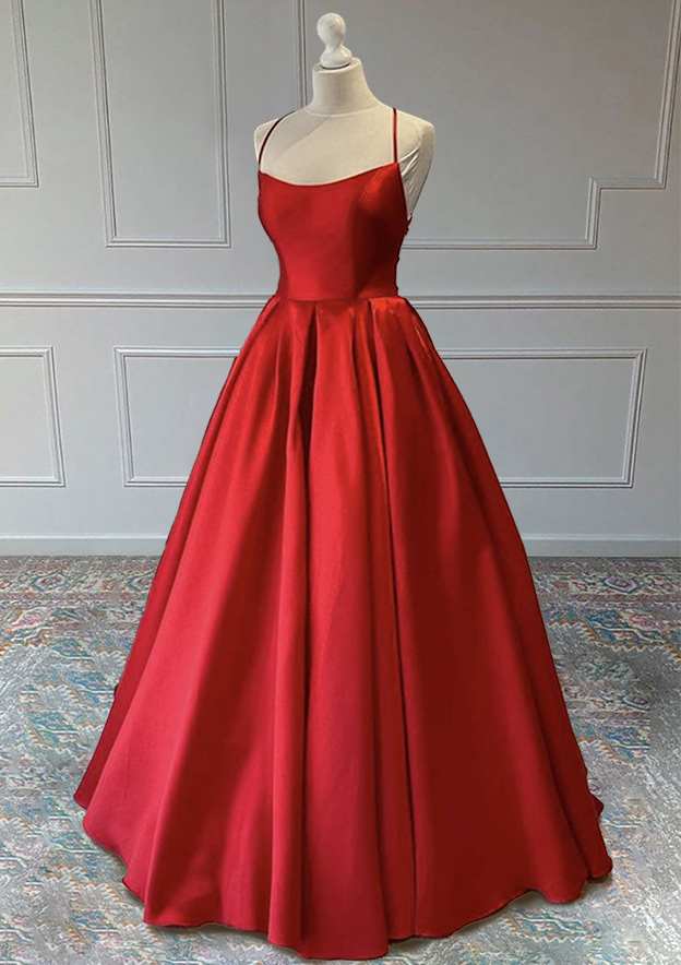 A-Line Sleeveless Square Neckline Satin Prom Dress/Evening Dress