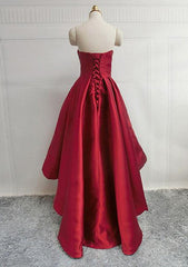 A-Line Sweetheart Sleeveless Satin Asymmetrical Homecoming Dress with Pleated Detail