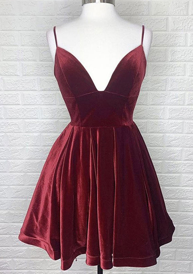 A-Line V-Neck Charmeuse Homecoming Dress