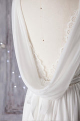 Affordable Asymmetric Chiffon Wedding Dress Lace Appliques Ruffles Bridal Gowns On Sale