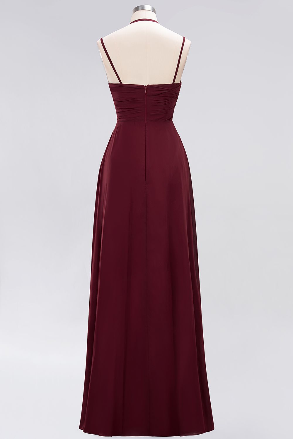 Affordable Chiffon Burgundy Bridesmaid Dress With Spaghetti Straps