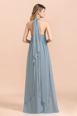 Affordable Dusty Blue Ruffle Convertible Bridemsiad Dress