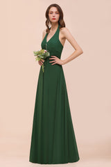 Affordable Halter Beading Ruffle Dark Green Bridesmaid Dress With Shawl