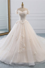 Affordable Off-the-Shoulder White Tulle Lace Wedding Dress Sweetheart Appliques Bridal Gowns On Sale