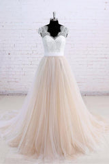 Affordable Shortsleeves Straps V-neck Wedding Dress Tulle Ruffles Bridal Gowns On Sale