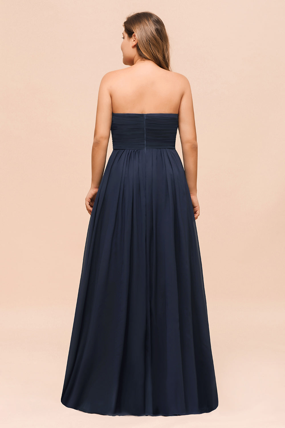 Affordable Strapless Sweetheart Long Bridesmaid Dress with Ruffle