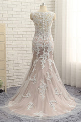 Affordable Straps V-Neck Tulle Appliques Wedding Dress Sleeveless Lace Bridal Gowns On Sale
