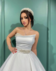 Amazing Ivory A-line Strapless Pearl-Embellished Wedding Dress