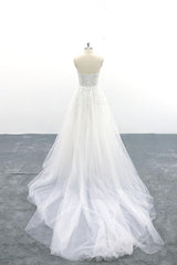 Appliques Strapless Tulle A-line Wedding Dress On Sale