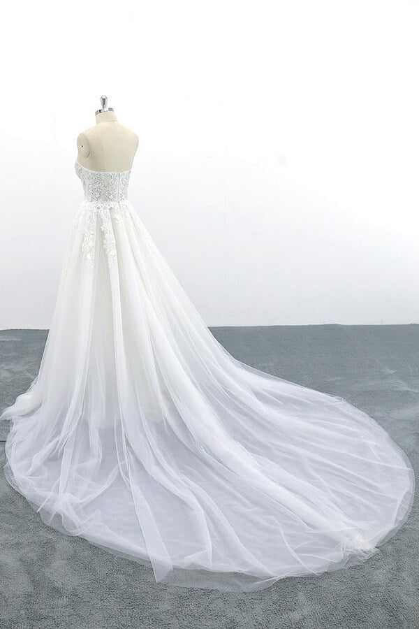 Appliques Strapless Tulle A-line Wedding Dress On Sale