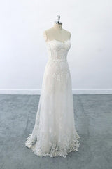 Appliques Strapless Tulle Sheath Wedding Dress On Sale