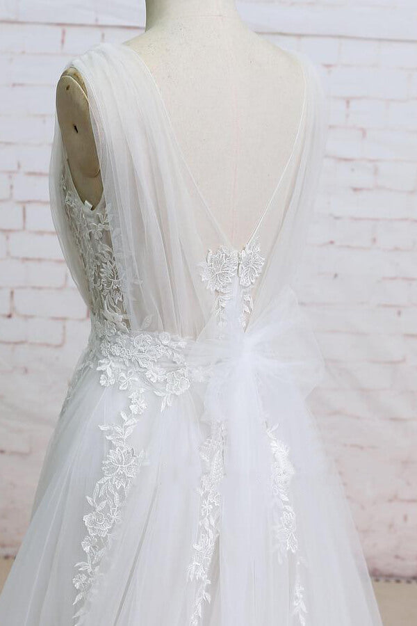 Appliques Tulle Ruffle A-line Wedding Dress On Sale