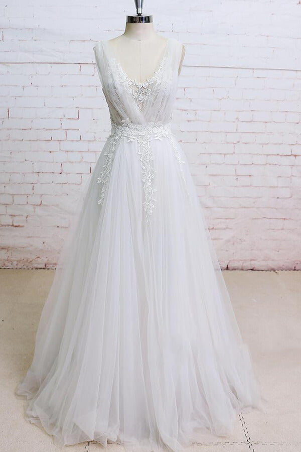 Appliques Tulle Ruffle A-line Wedding Dress On Sale