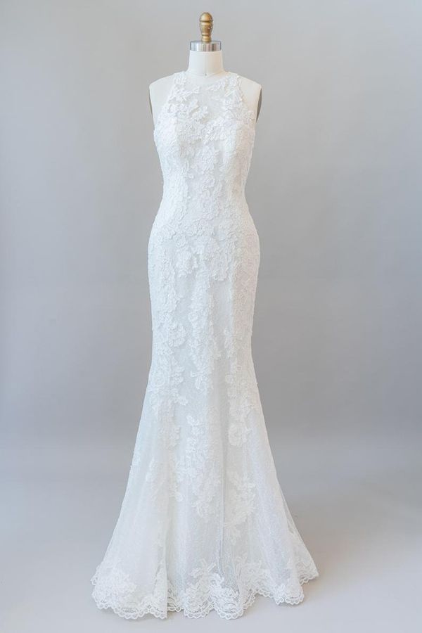 Awesome Illusion Lace Mermaid Wedding Dress On Sale