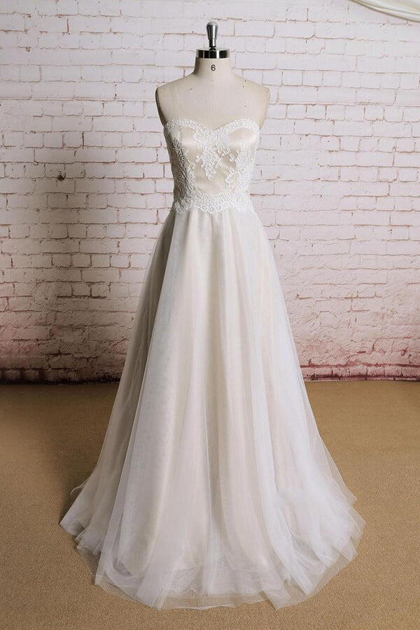 Awesome Strapless Lace Tulle A-line Wedding Dress On Sale