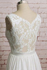 Awesome V-neck Lace Chiffon A-line Wedding Dress Online