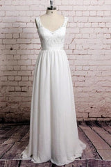 Awesome V-neck Lace Chiffon A-line Wedding Dress Online