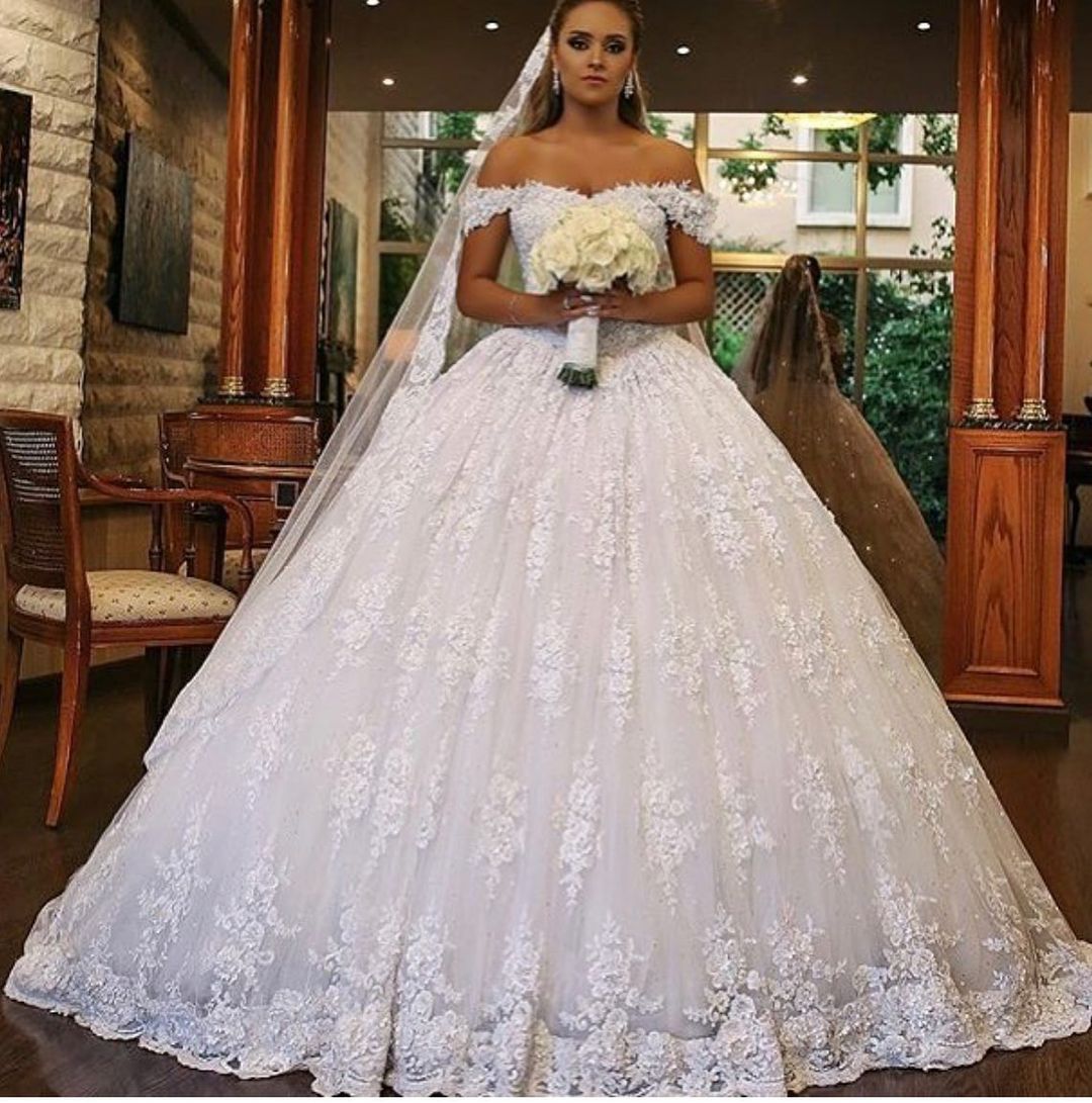 Ball Gown Off-the-Shoulder Lace Wedding Dress Online