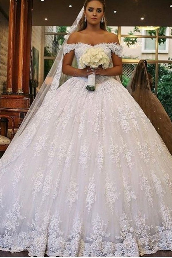 Ball Gown Off-the-Shoulder Lace Wedding Dress Online