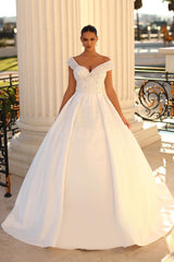 Ball Gown Wedding Dress Satin Off-the-Shoulder