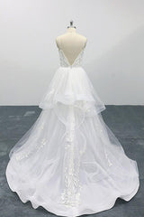 Best Appliques Spaghetti Strap Tulle Wedding Dress On Sale