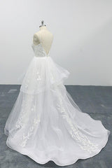 Best Appliques Spaghetti Strap Tulle Wedding Dress On Sale