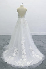 Best Spaghetti Strap Appliques Tulle Wedding Dress On Sale