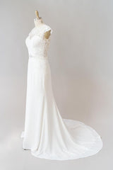 Cap Sleeve Illusion Lace Sheath Wedding Dress On Sale