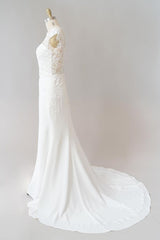 Cap Sleeve Illusion Lace Sheath Wedding Dress On Sale