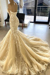 Champagne Sweetheart Wedding Dress Mermaid Lace Online