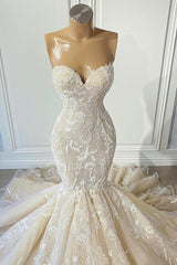 Champagne Sweetheart Wedding Dress Mermaid Lace Online