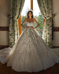 Charming Floor-Length Sweetheart Long Sleeves A-Line Lace Wedding Dress