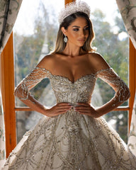 Charming Floor-Length Sweetheart Long Sleeves A-Line Lace Wedding Dress