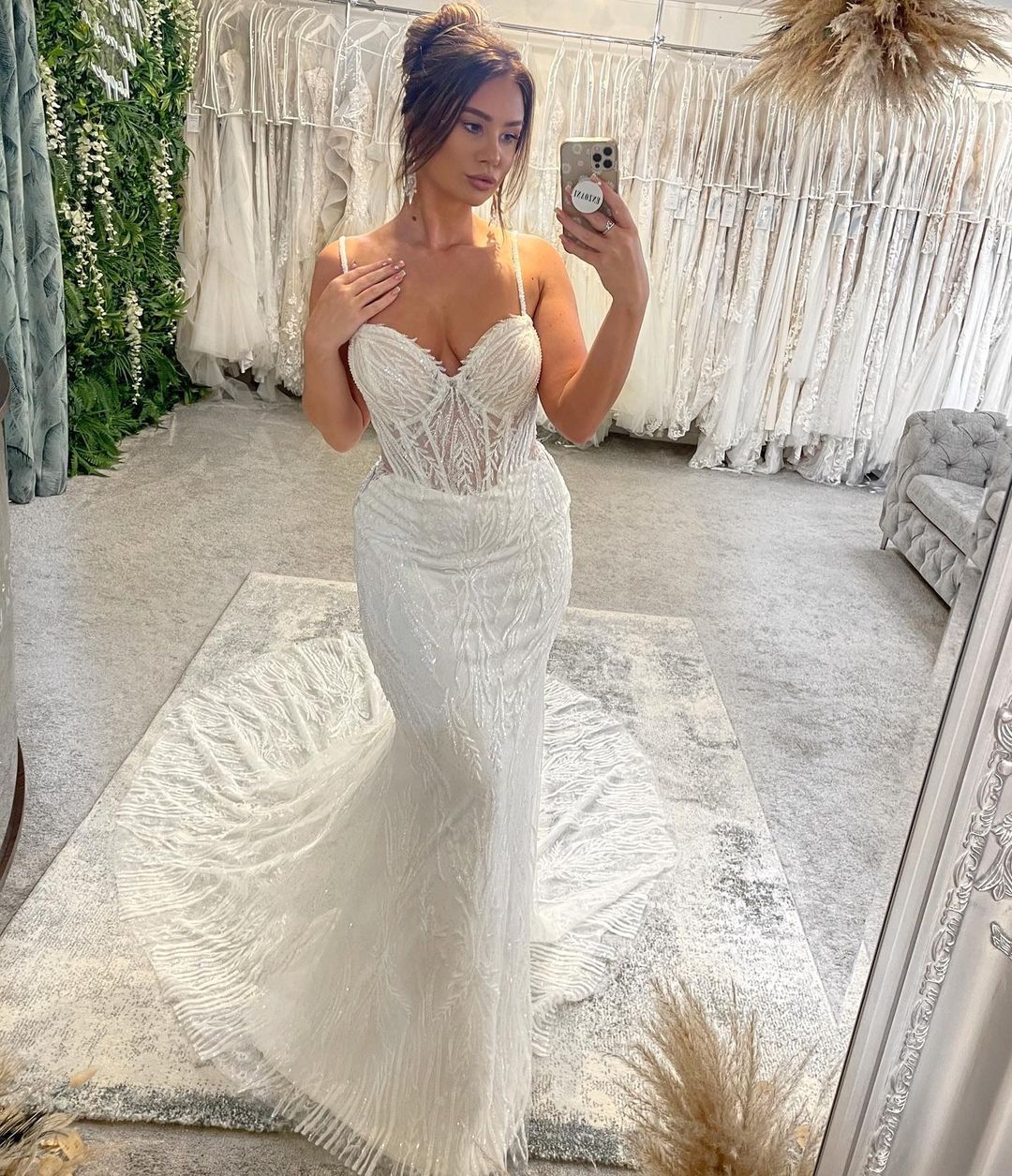 Fabulous Long Mermaid Floor Length Sweetheart Sleeveless Spaghetti Straps Wedding Dress with Chapel Train