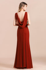 Charming Mermaid V-Neck Drapped Back Bridesmaid Dress Online