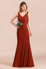 Charming Mermaid V-Neck Drapped Back Bridesmaid Dress Online