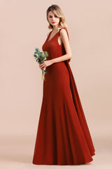 Charming Mermaid V-Neck Drapped Back Bridesmaid Dress Online