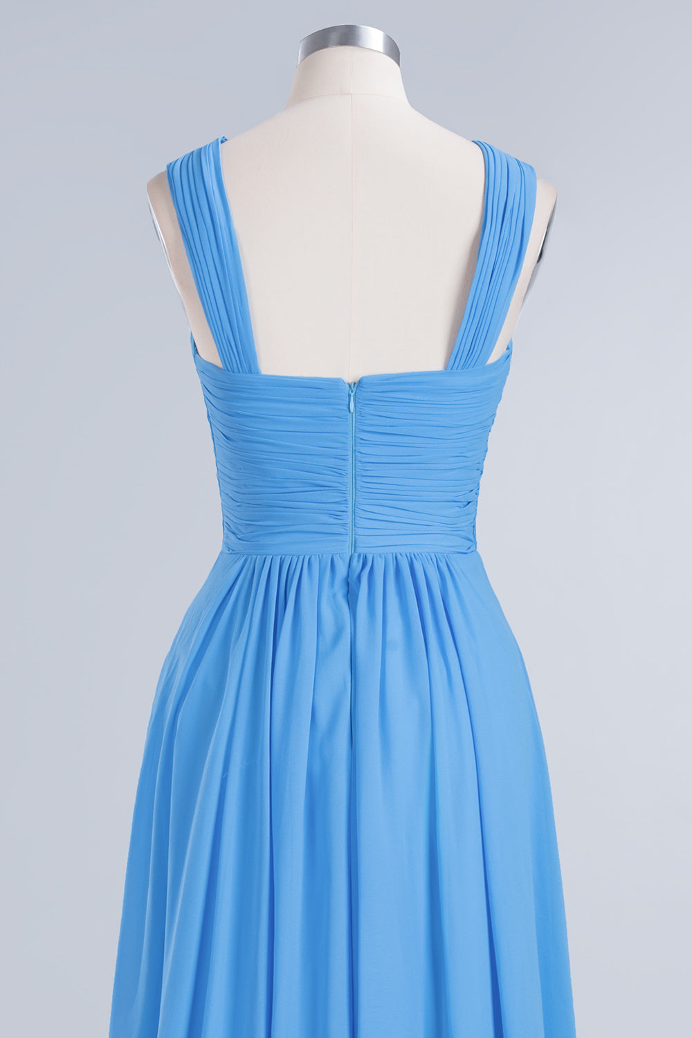 Chic Crisscross Ocean Blue Junior Bridesmaid Dresses Affordable Chiffon Ruffle Maid of Honor Dresses