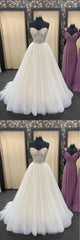 Chic Ivory Sweetheart Long Lace Up Wedding Dress Crystal Appliques Bridal Gowns On Sale