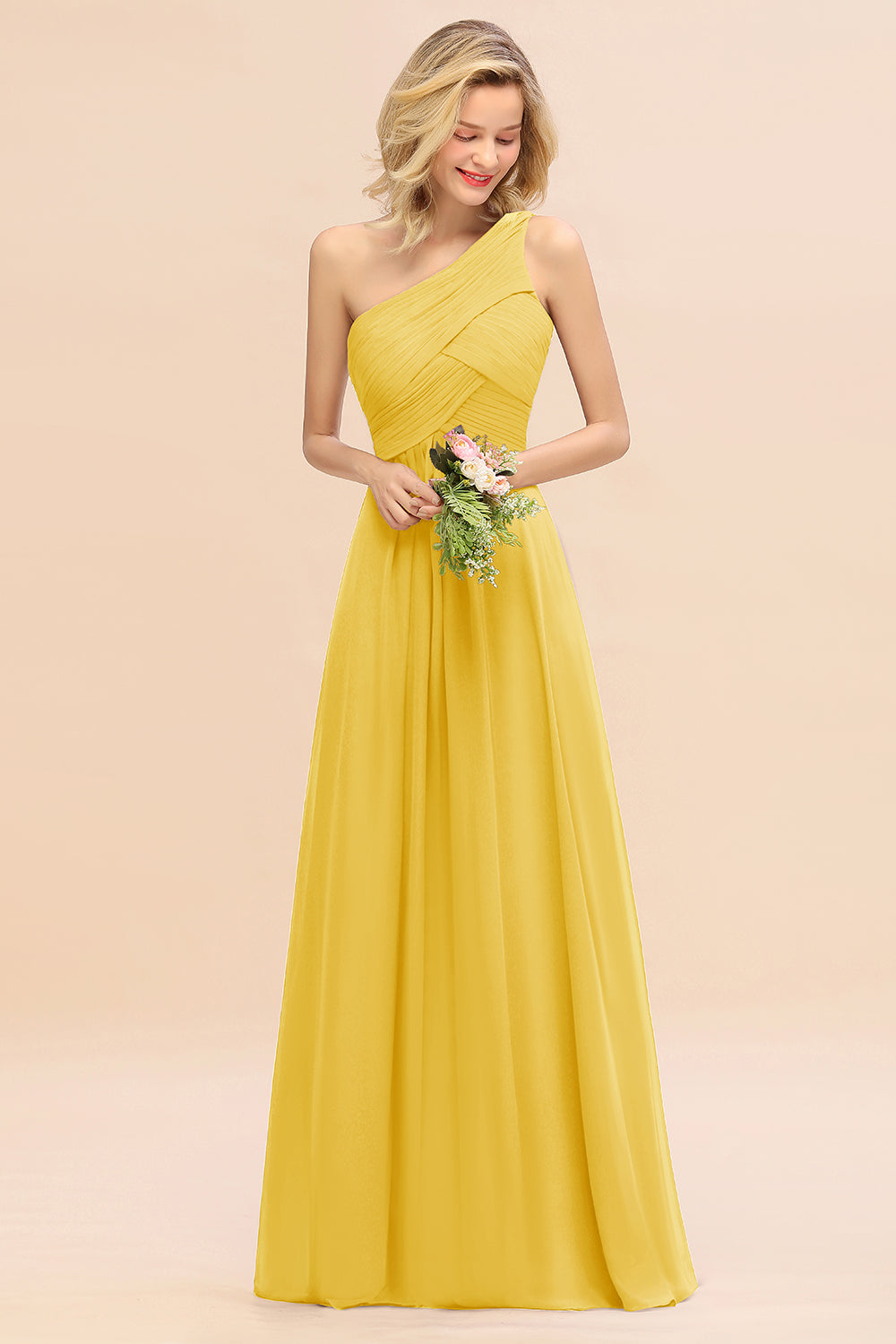 Chic One Shoulder Ruffle Grape Chiffon Bridesmaid Dresses Online