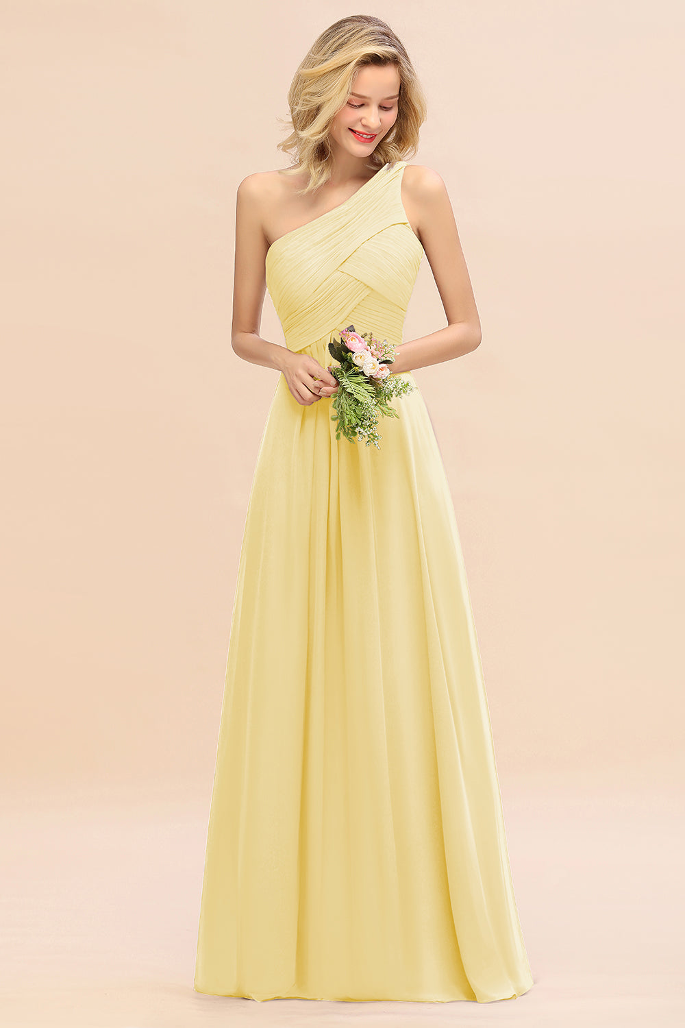 Chic One Shoulder Ruffle Grape Chiffon Bridesmaid Dresses Online