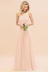 Chic One Shoulder Ruffle Grape Chiffon Bridesmaid Dresses Online