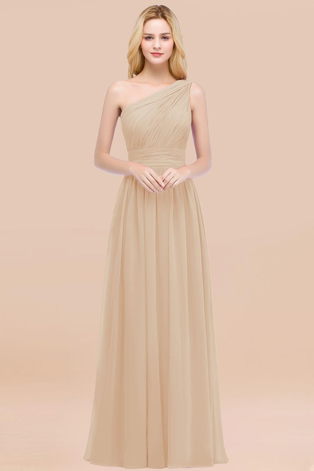 Chic One-shoulder Sleeveless Burgundy Chiffon Bridesmaid Dresses Online