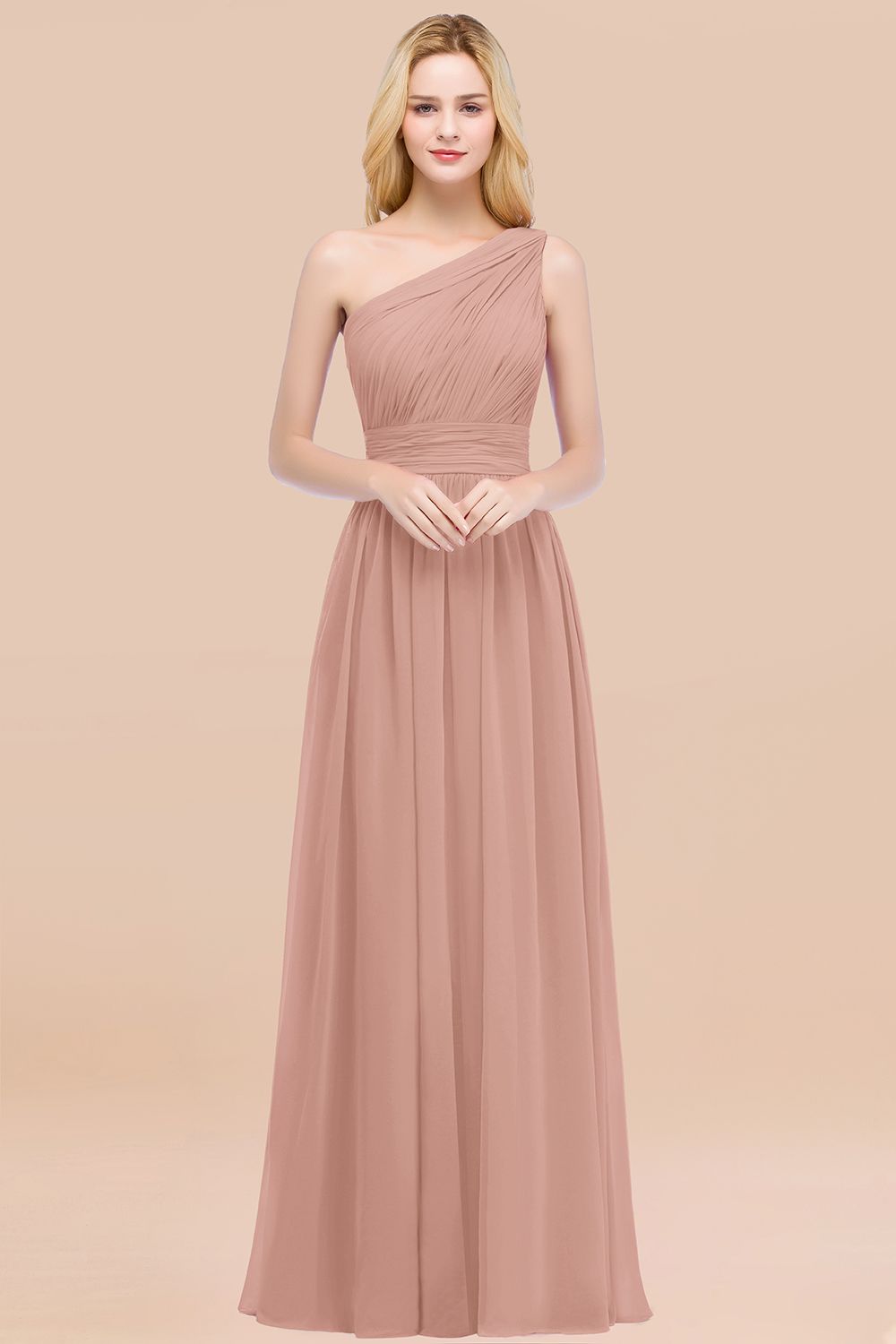 Chic One-shoulder Sleeveless Burgundy Chiffon Bridesmaid Dresses Online