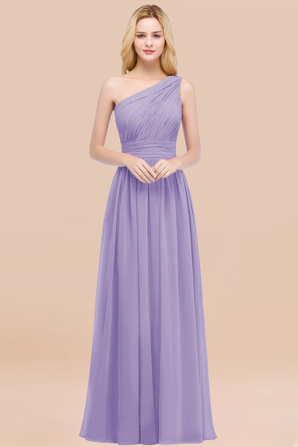 Chic One-shoulder Sleeveless Burgundy Chiffon Bridesmaid Dresses Online