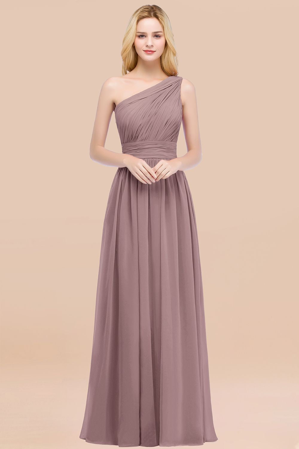 Chic One-shoulder Sleeveless Burgundy Chiffon Bridesmaid Dresses Online